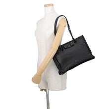 将图像加载到图库查看器中，Ferragamo VIVA Bow Chain Tote Black210904 745114 Leather
