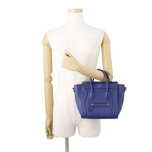 将图像加载到图库查看器中，CELINE Luggage shopper Blue168243 Leather Size Nano
