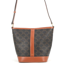 将图像加载到图库查看器中，CELINE Triomphe Canvas Small Bucket Tan191442CAS.04LU PVC Leather Size Small
