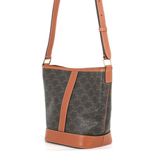 将图像加载到图库查看器中，CELINE Triomphe Canvas Small Bucket Tan191442CAS.04LU PVC Leather Size Small
