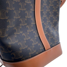 将图像加载到图库查看器中，CELINE Triomphe Canvas Small Bucket Tan191442CAS.04LU PVC Leather Size Small
