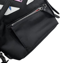 将图像加载到图库查看器中，FENDI Bugs Monster Backpack Black/Multicolor8BZ038 Nylon Leather
