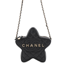 将图像加载到图库查看器中，CHANEL 2024 Cruise Collection CC Logo Star Chain Shoulder BlackAS4579 Lambskin
