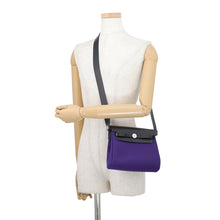 将图像加载到图库查看器中，HERMES Herbag zip Purple/Black Toile Military Vache Hunter Leather Size Mini
