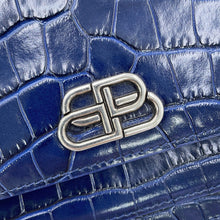 将图像加载到图库查看器中，BALENCIAGA BB Sharp 2-Way Handbag Navy580640 Embossed Leather Size XS
