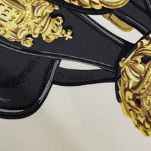 将图像加载到图库查看器中，HERMES Carre Brid de Gala Size 90 Black/Claim/Gold Silk100%
