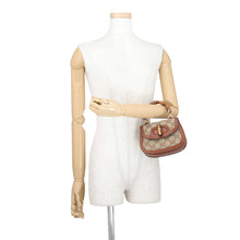 Load image into Gallery viewer, GUCCI Bamboo 1947 Handbag Beige/Brown735116 FAA4Z 2554 GG CrystalCanvas Rhinestone Leather Size Mini

