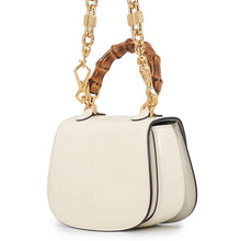 Load image into Gallery viewer, GUCCI Bamboo 1947 Handbag Ivory724641 Patent Leather Rhinestone Size Mini
