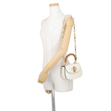 Load image into Gallery viewer, GUCCI Bamboo 1947 Handbag Ivory724641 Patent Leather Rhinestone Size Mini
