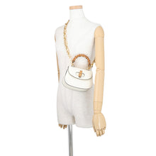 Load image into Gallery viewer, GUCCI Bamboo 1947 Handbag Ivory724641 Patent Leather Rhinestone Size Mini
