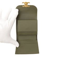 将图像加载到图库查看器中，CELINE Triomphe Small Flap Wallet Khaki10D783 Leather
