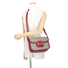Load image into Gallery viewer, GUCCI Horsebit 1955 Shoulder Bag Beige/Red602204 92TCG 8561 GG Supreme Leather Size Medium
