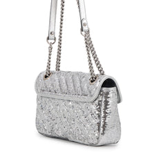 Load image into Gallery viewer, GUCCI GG Marmont ChainShoulder Bag Silver443497 Sequins Leather Size Small
