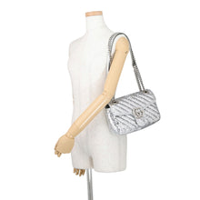 Load image into Gallery viewer, GUCCI GG Marmont ChainShoulder Bag Silver443497 Sequins Leather Size Small
