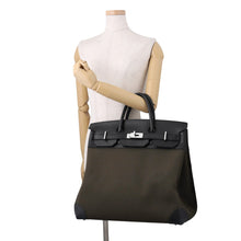 将图像加载到图库查看器中，HERMES HAUT A COURROIES Khaki/Black Toile Camp Evercolor Size 40
