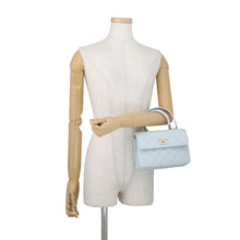 Load image into Gallery viewer, CHANEL Top Handle Mini Flap Bag Light BlueAS4654 Lambskin Size Mini
