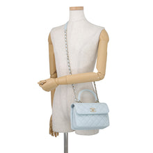 Load image into Gallery viewer, CHANEL Top Handle Mini Flap Bag Light BlueAS4654 Lambskin Size Mini
