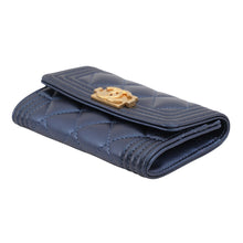 Load image into Gallery viewer, CHANEL Boy Chanel Card Case Metalic BlueA80603 Lambskin
