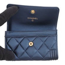 Load image into Gallery viewer, CHANEL Boy Chanel Card Case Metalic BlueA80603 Lambskin
