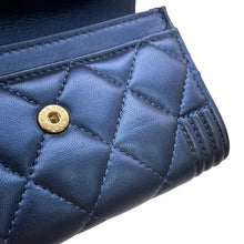 Load image into Gallery viewer, CHANEL Boy Chanel Card Case Metalic BlueA80603 Lambskin
