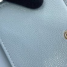 将图像加载到图库查看器中，CHANEL Matelasse Rhinestone Classic Tri-fold Wallet Compact Wallet Light BlueAP4815 Caviar Leather/Rhinestone
