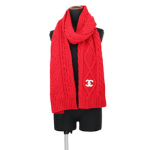 Load image into Gallery viewer, CHANEL CC Logo Scarf Red/WhiteAAC110-B25183-UB589 Cashmere100%
