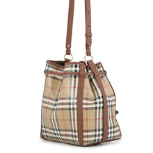 将图像加载到图库查看器中，BURBERRY checked bucket bag Archive Beige81289561 PVC Leather Size Small
