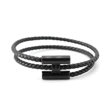 将图像加载到图库查看器中，HERMES Tourni Tresse Bracelet Black Swift Leather

