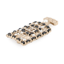 Load image into Gallery viewer, CHANEL No. 5 Perfume Bottle Motif Brooch Gold/BlackAB4701 Metal Rhinestone Faux Pearl Leather
