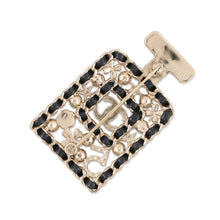 Load image into Gallery viewer, CHANEL No. 5 Perfume Bottle Motif Brooch Gold/BlackAB4701 Metal Rhinestone Faux Pearl Leather
