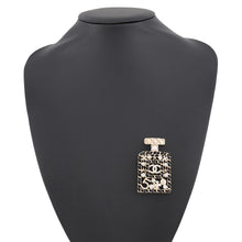 Load image into Gallery viewer, CHANEL No. 5 Perfume Bottle Motif Brooch Gold/BlackAB4701 Metal Rhinestone Faux Pearl Leather
