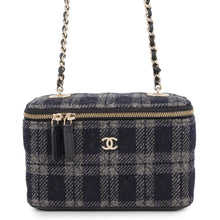 Load image into Gallery viewer, CHANEL Vanity ChainShoulder Bag Navy/GrayAP1341 Tweed Leather
