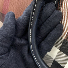 将图像加载到图库查看器中，BURBERRY Check Bowling Bag Brown8069662 PVC Coated Canvas Leather Size Medium
