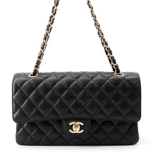 Load image into Gallery viewer, CHANEL Matelasse W flap WChainShoulder Bag BlackA01112 Caviar Leather Size 25

