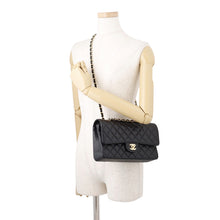 Load image into Gallery viewer, CHANEL Matelasse W flap WChainShoulder Bag BlackA01112 Caviar Leather Size 25
