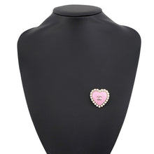 Load image into Gallery viewer, CHANEL CC Logo Heart Pearl Brooch PinkABG239 Faux Pearl Metal
