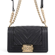 Load image into Gallery viewer, CHANEL Boy Chanel ChainShoulder Bag BlackA67085 Caviar Leather Size Small
