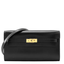 Load image into Gallery viewer, HERMES Kelly wallet long to go Black Box Calf Leather
