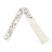 Load image into Gallery viewer, HERMES Twilly Fringe Les Cles a Pois Crème / Gris Perle / Multicolor Silk100% Swift Leather
