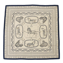 Load image into Gallery viewer, HERMES Carre Jean Grand Apara Bandana Size 140 Blue Petrol/Natural/BlackH244394S 02 Cashmere70% Silk30%
