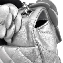 Load image into Gallery viewer, CHANEL Camellia Matelasse Single Flap Chain Bag SilverA92786 Lambskin Size 20
