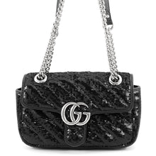 将图像加载到图库查看器中，GUCCI ChainShoulder Bag Black446744 Sequins Leather

