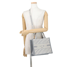 将图像加载到图库查看器中，Dior Oblique Book Tote Beige/GrayM1325CZBB_M20I Canvas Calf Leather Size Small
