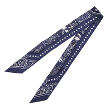 Load image into Gallery viewer, HERMES Twilly Entre Ciel et mer Bandana Between the Sky and the Sea Bandana Marine/White/Black Silk100%
