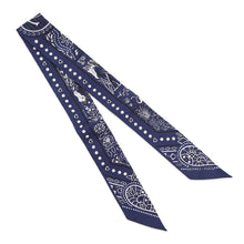 Load image into Gallery viewer, HERMES Twilly Entre Ciel et mer Bandana Between the Sky and the Sea Bandana Marine/White/Black Silk100%
