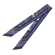 Load image into Gallery viewer, HERMES Twilly Entre Ciel et mer Bandana Between the Sky and the Sea Bandana Marine/White/Black Silk100%
