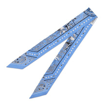 Load image into Gallery viewer, HERMES Twilly Entre Ciel et mer Bandana Between the Sky and the Sea Bandana Blue Moyen / White / Black Silk100%
