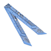 Load image into Gallery viewer, HERMES Twilly Entre Ciel et mer Bandana Between the Sky and the Sea Bandana Blue Moyen / White / Black Silk100%

