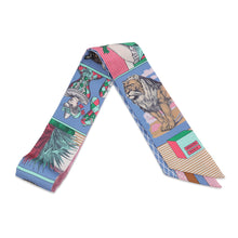 Load image into Gallery viewer, HERMES Twilly Grand Theatre Nouveau Blue Lavande / Rose / Vert Silk100%
