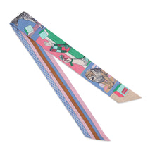 Load image into Gallery viewer, HERMES Twilly Grand Theatre Nouveau Blue Lavande / Rose / Vert Silk100%
